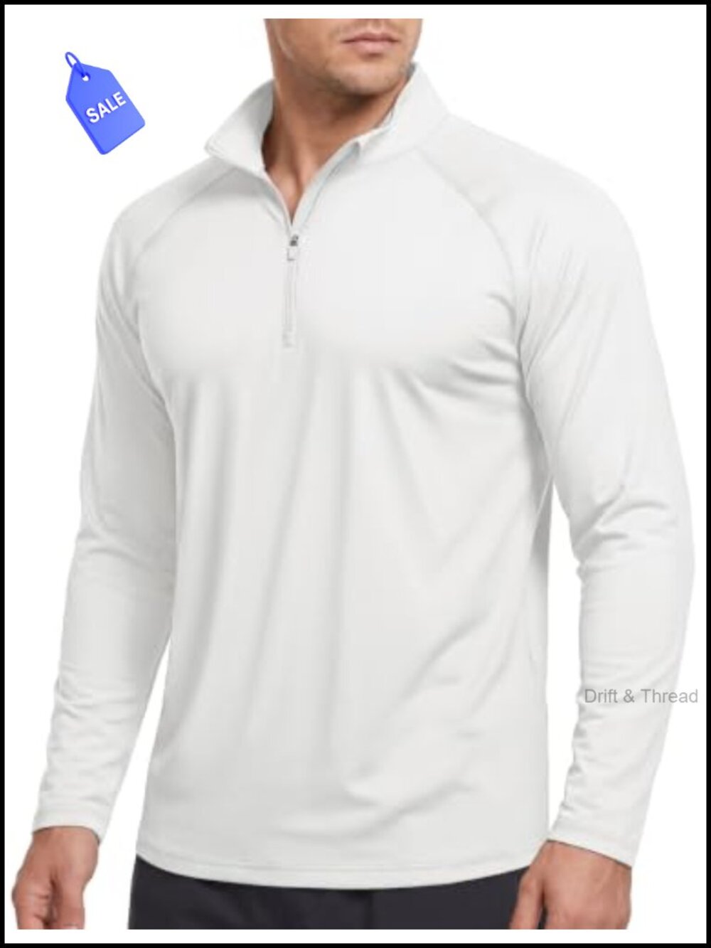 Quarter Zip Men Pullover Long Sleeve Quick Dry Rash Guard Shirt